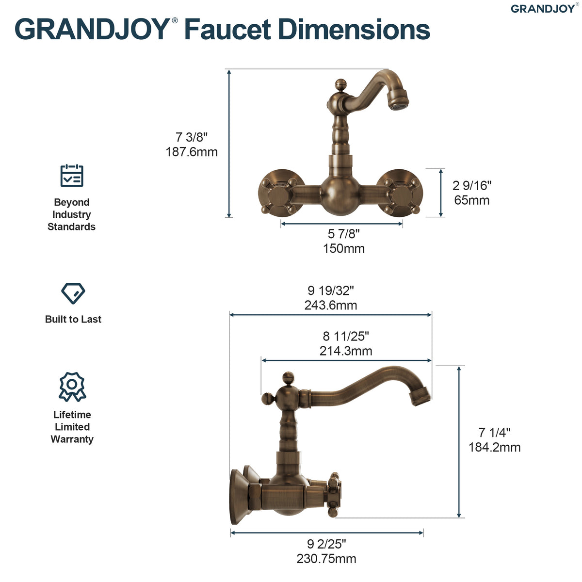Two-Handle Wall-Mount Bathroom Sink Faucet