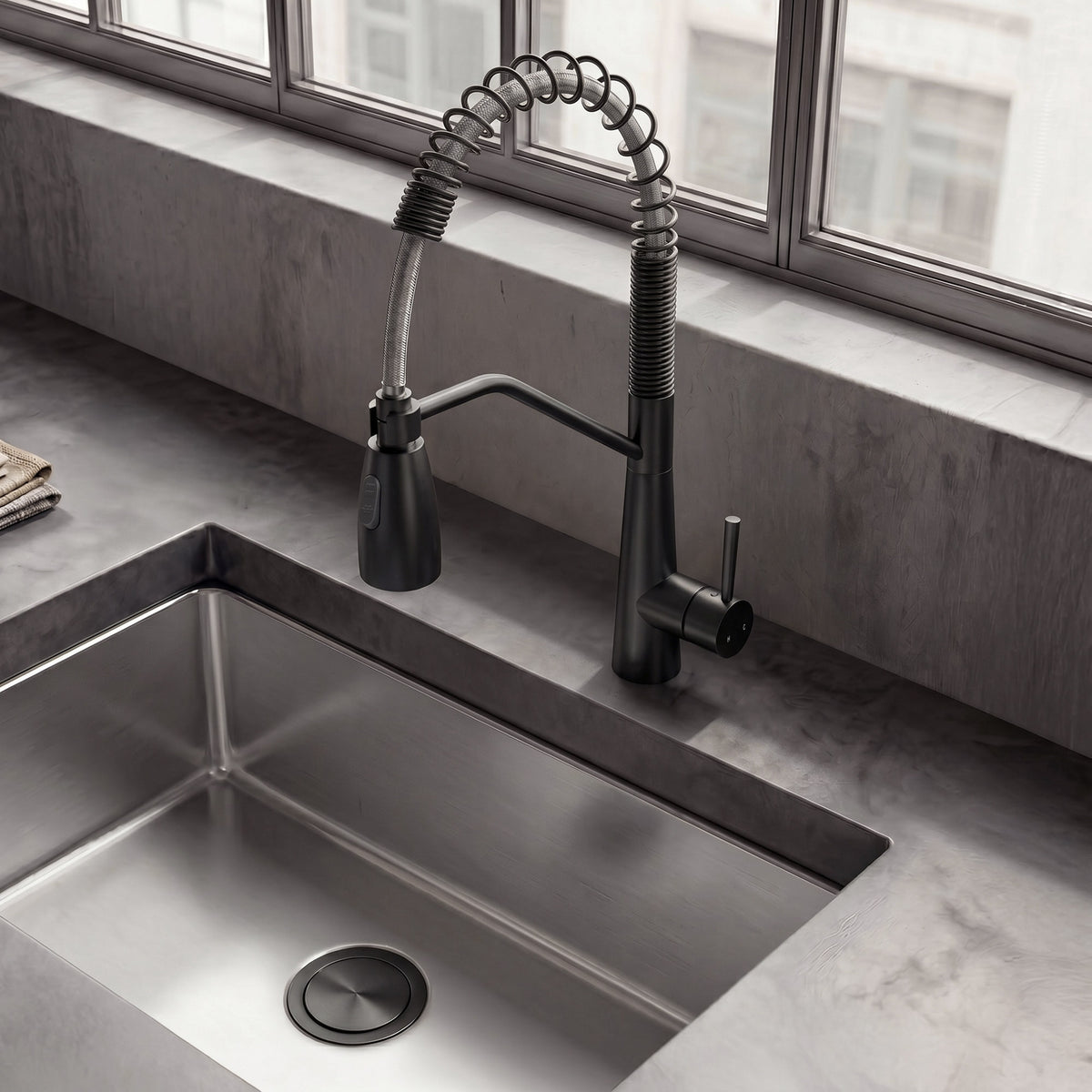 Single-Handle Pre-Rinse Spring Pull-Down Kitchen Faucet