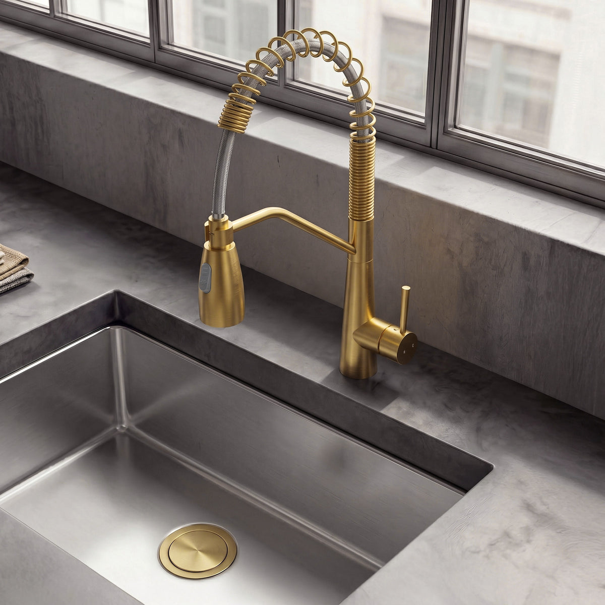 Single-Handle Pre-Rinse Spring Pull-Down Kitchen Faucet