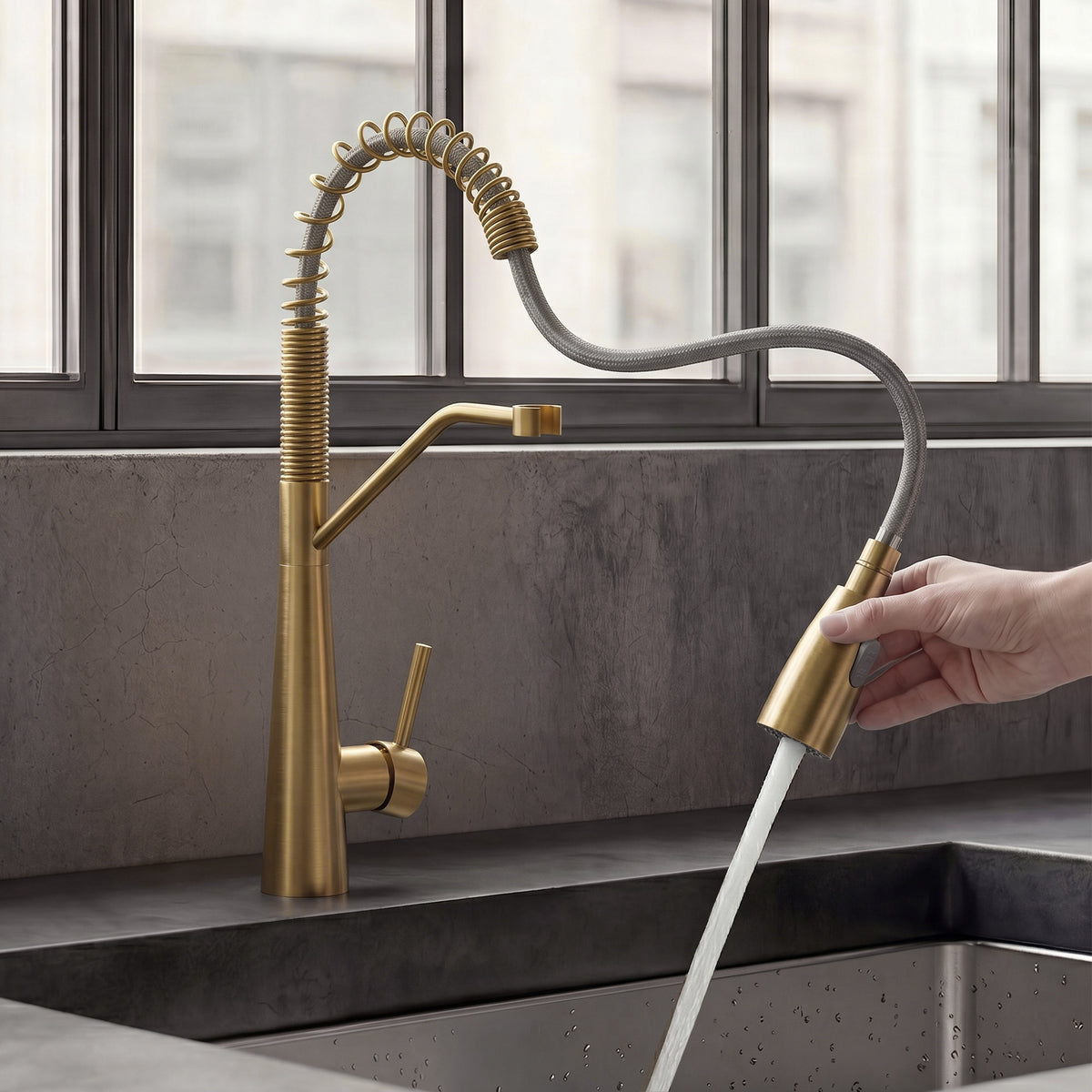 Single-Handle Pre-Rinse Spring Pull-Down Kitchen Faucet