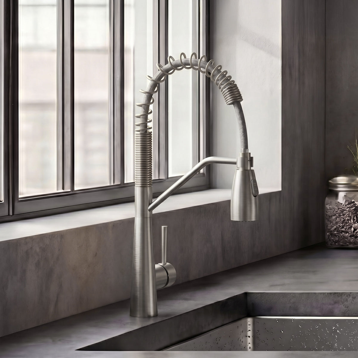Single-Handle Pre-Rinse Spring Pull-Down Kitchen Faucet