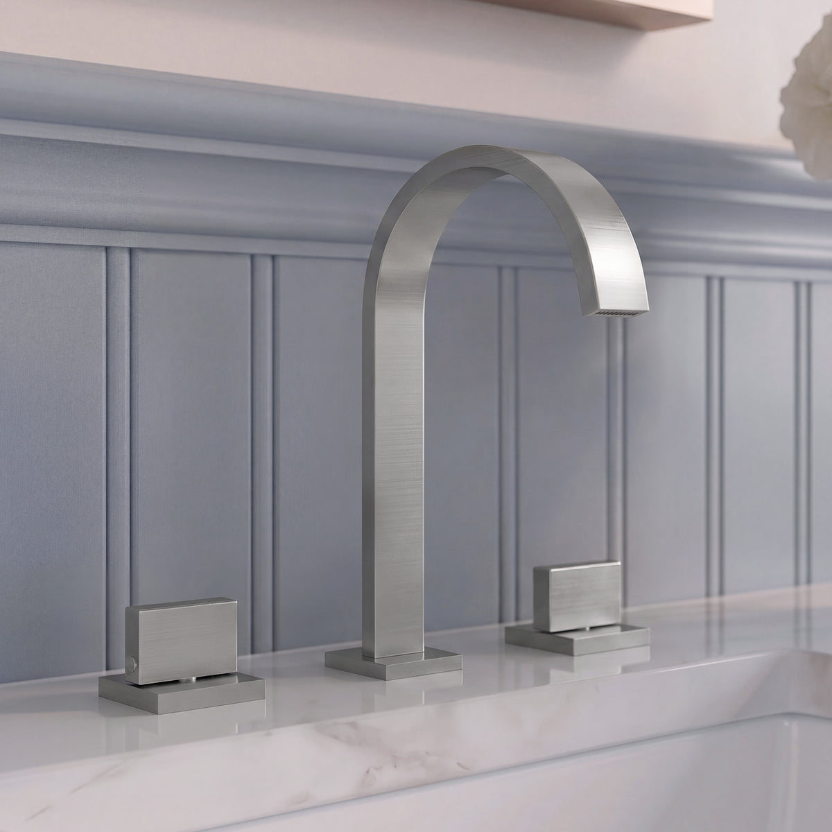 Two-Handle High Arc Widespread Bathroom Sink Faucet With Pop-Up Drain