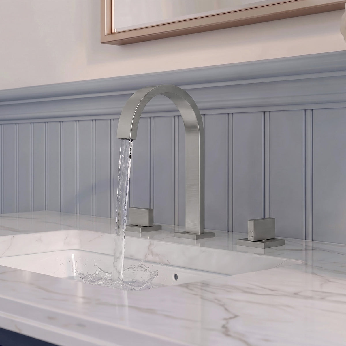 Two-Handle High Arc Widespread Bathroom Sink Faucet With Pop-Up Drain