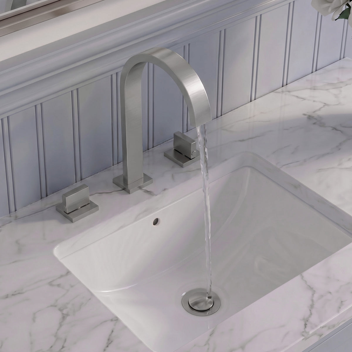 Two-Handle High Arc Widespread Bathroom Sink Faucet With Pop-Up Drain