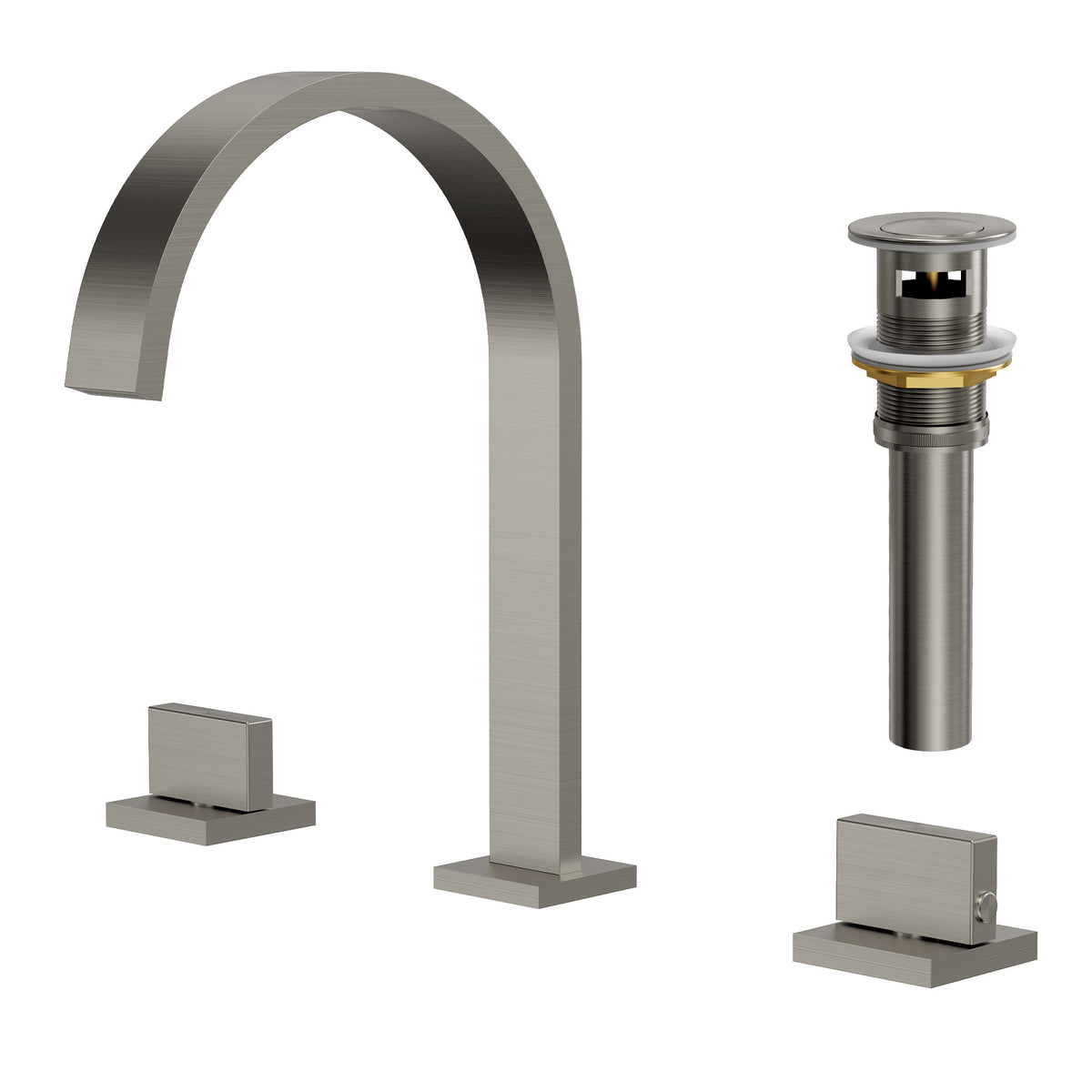 Two-Handle High Arc Widespread Bathroom Sink Faucet With Pop-Up Drain