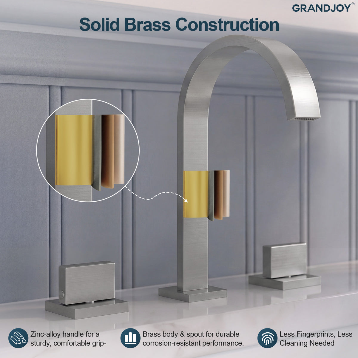 Two-Handle High Arc Widespread Bathroom Sink Faucet With Pop-Up Drain