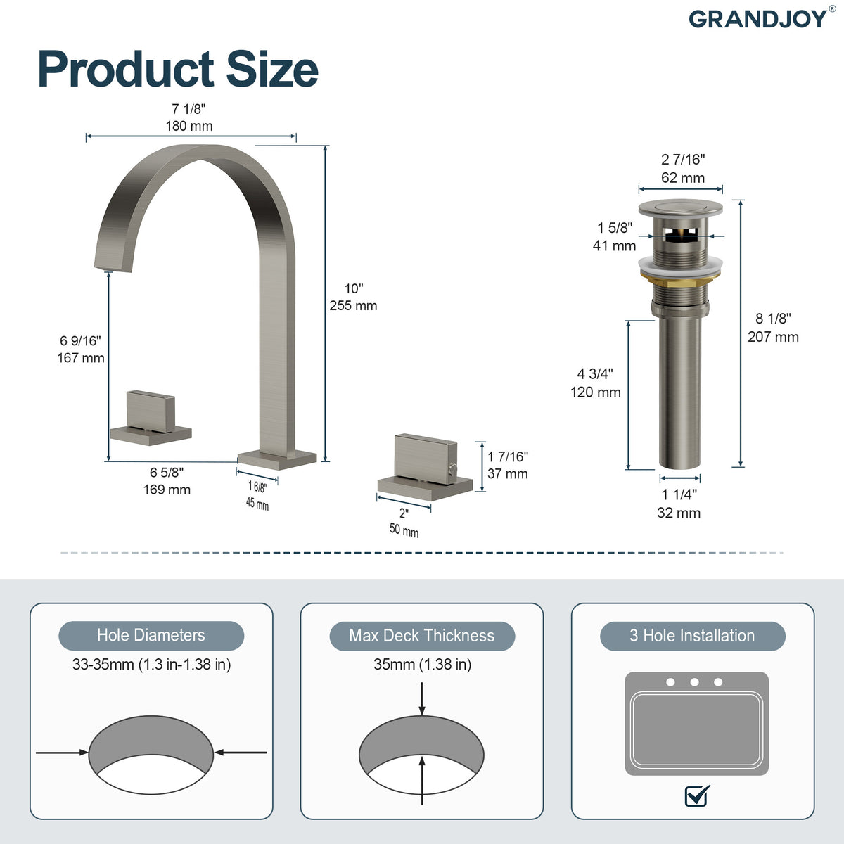 Two-Handle High Arc Widespread Bathroom Sink Faucet With Pop-Up Drain
