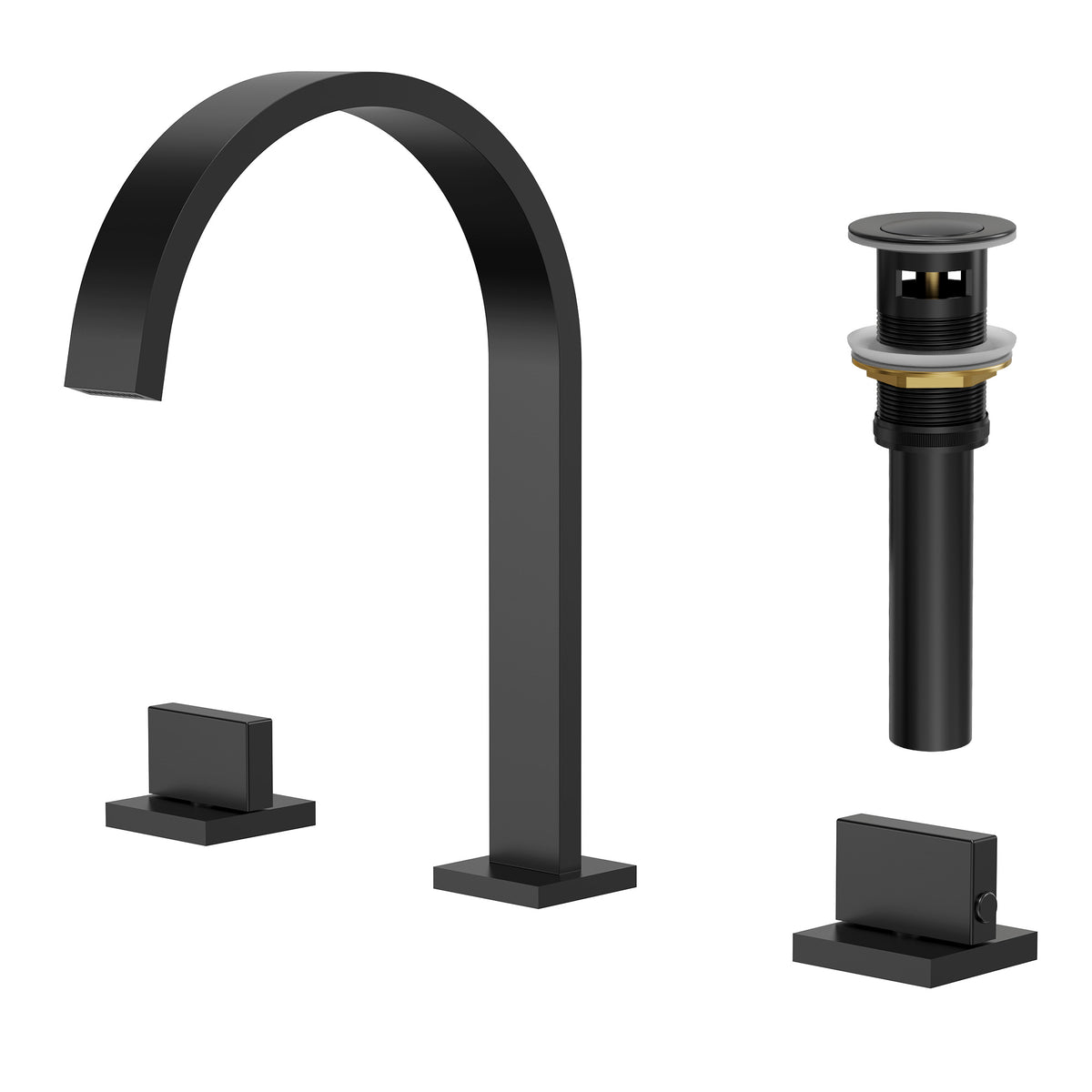 Two-Handle High Arc Widespread Bathroom Sink Faucet With Pop-Up Drain