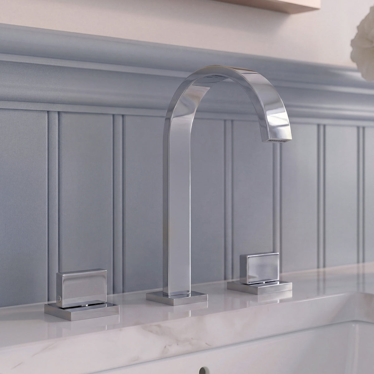 Two-Handle High Arc Widespread Bathroom Sink Faucet With Pop-Up Drain