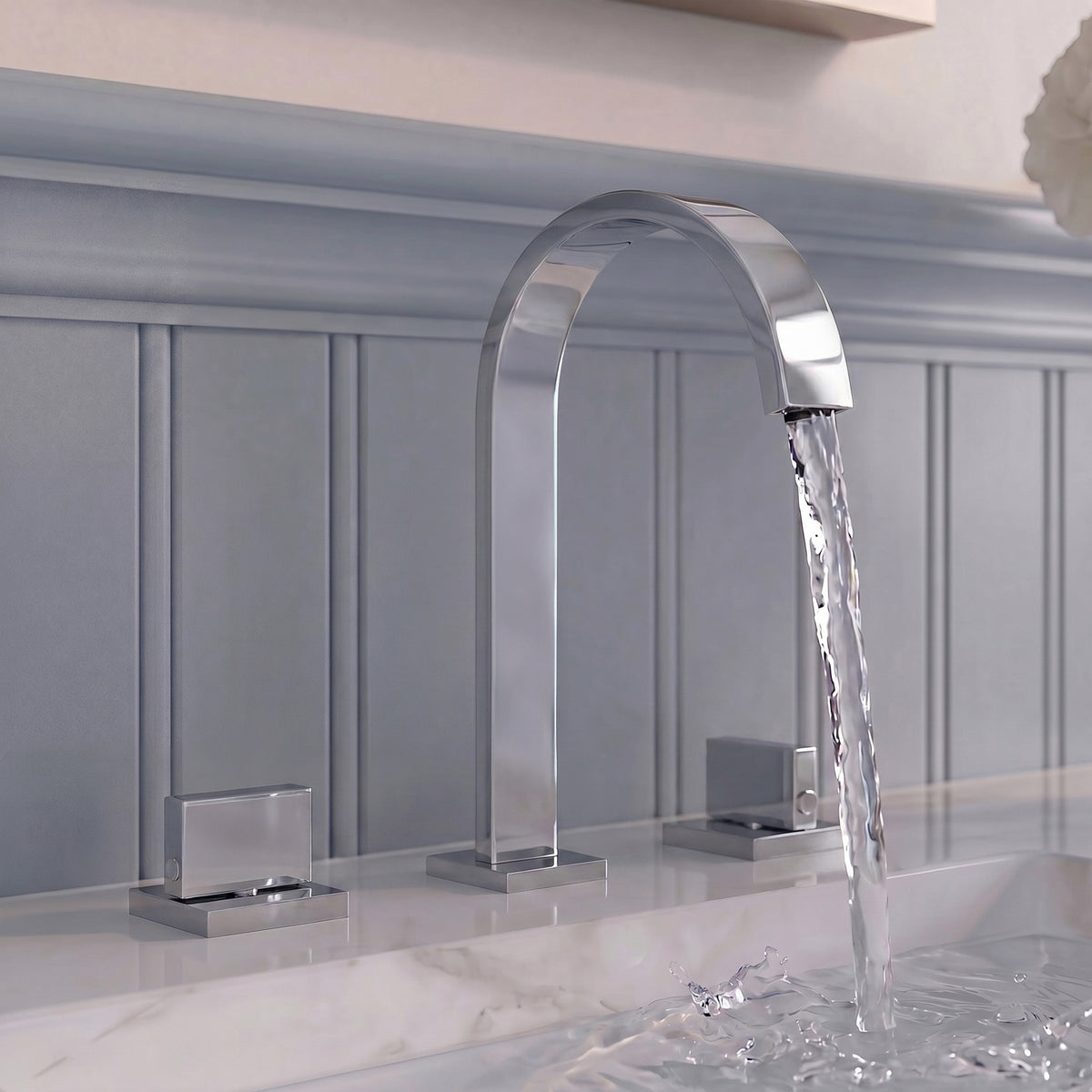Two-Handle High Arc Widespread Bathroom Sink Faucet With Pop-Up Drain