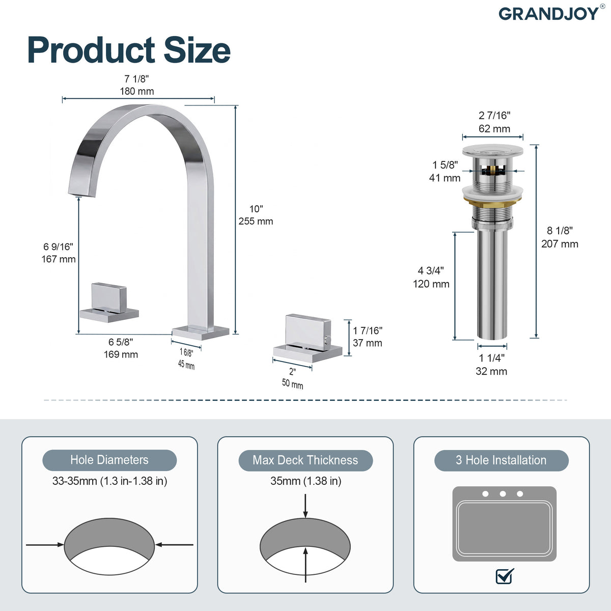 Two-Handle High Arc Widespread Bathroom Sink Faucet With Pop-Up Drain