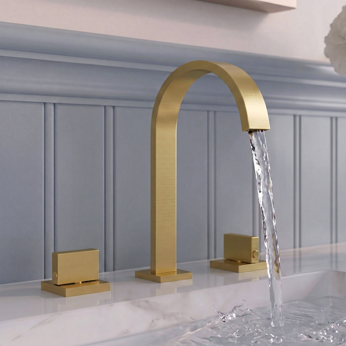 Two-Handle High Arc Widespread Bathroom Sink Faucet With Pop-Up Drain