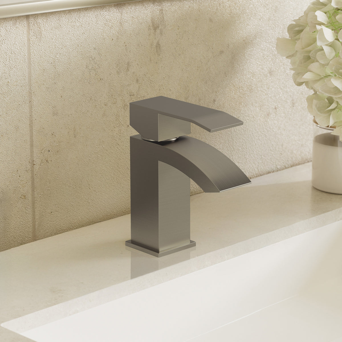 Single-Hole Waterfall Bathroom Sink Faucet with Pop-Up Drain