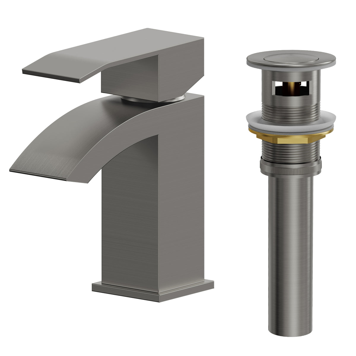 Single-Hole Waterfall Bathroom Sink Faucet with Pop-Up Drain