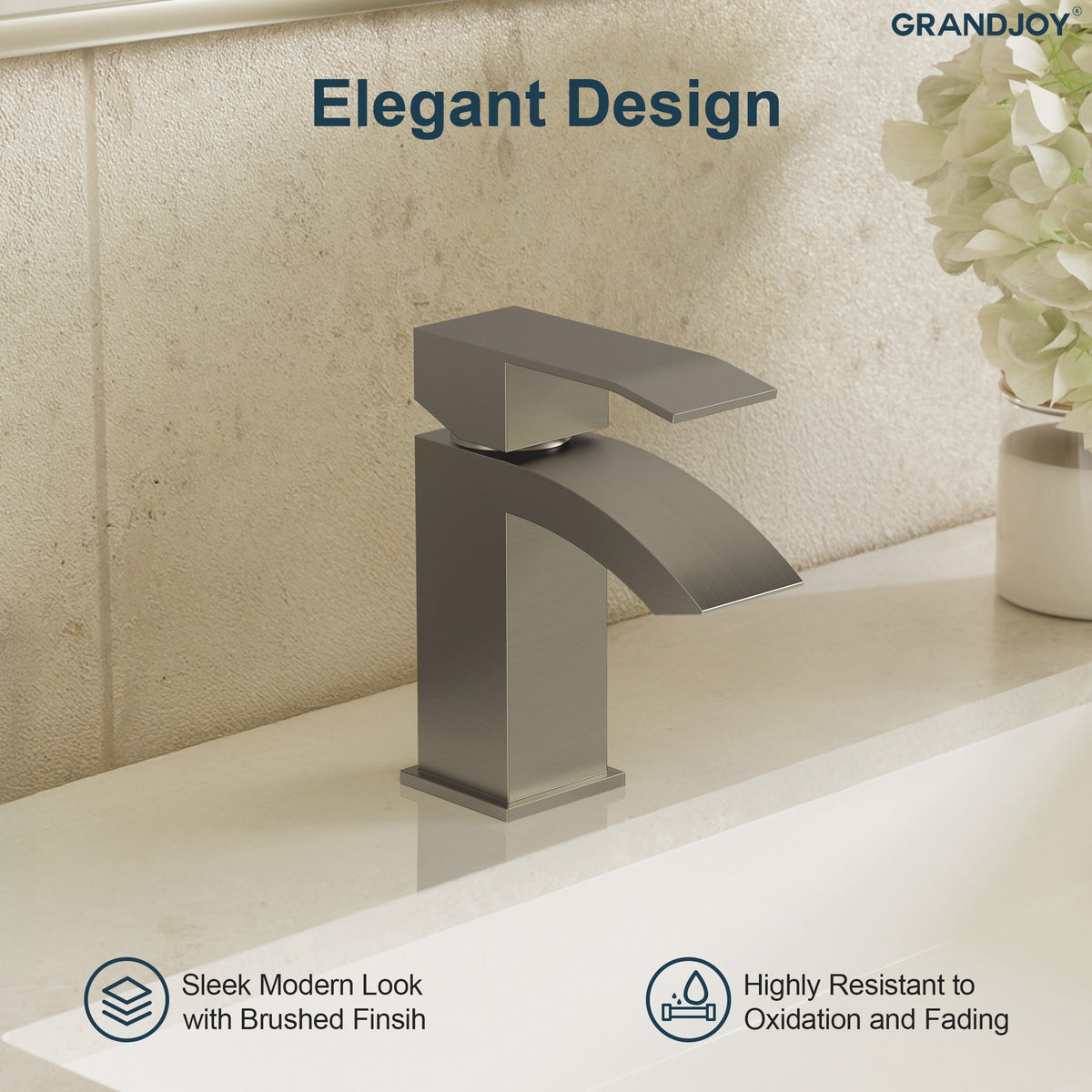 Single-Hole Waterfall Bathroom Sink Faucet with Pop-Up Drain