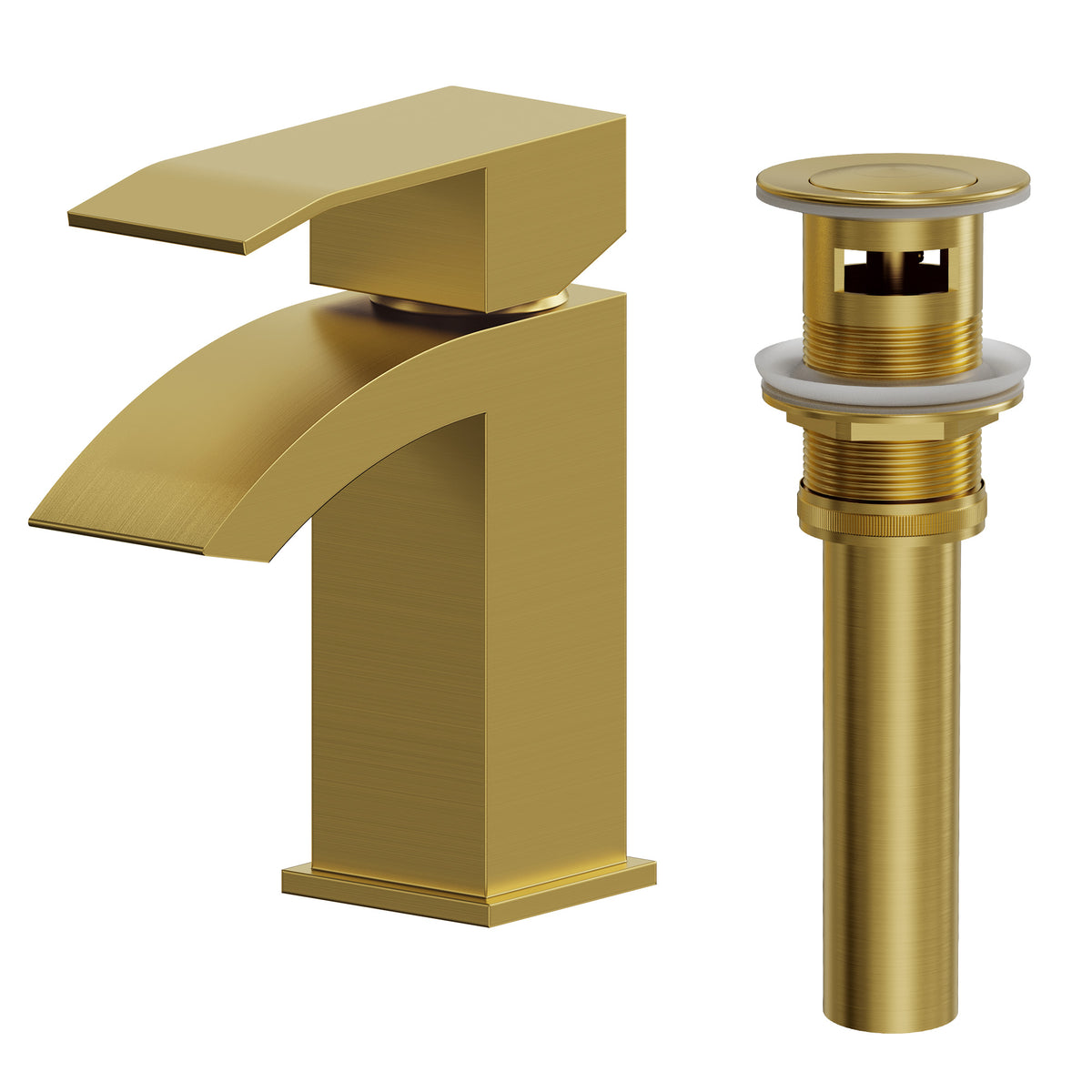 Single-Hole Waterfall Bathroom Sink Faucet with Pop-Up Drain