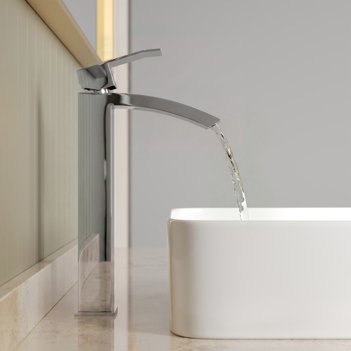 Single-Handle Vessel Bathroom Sink Faucet With Pop-Up Drain