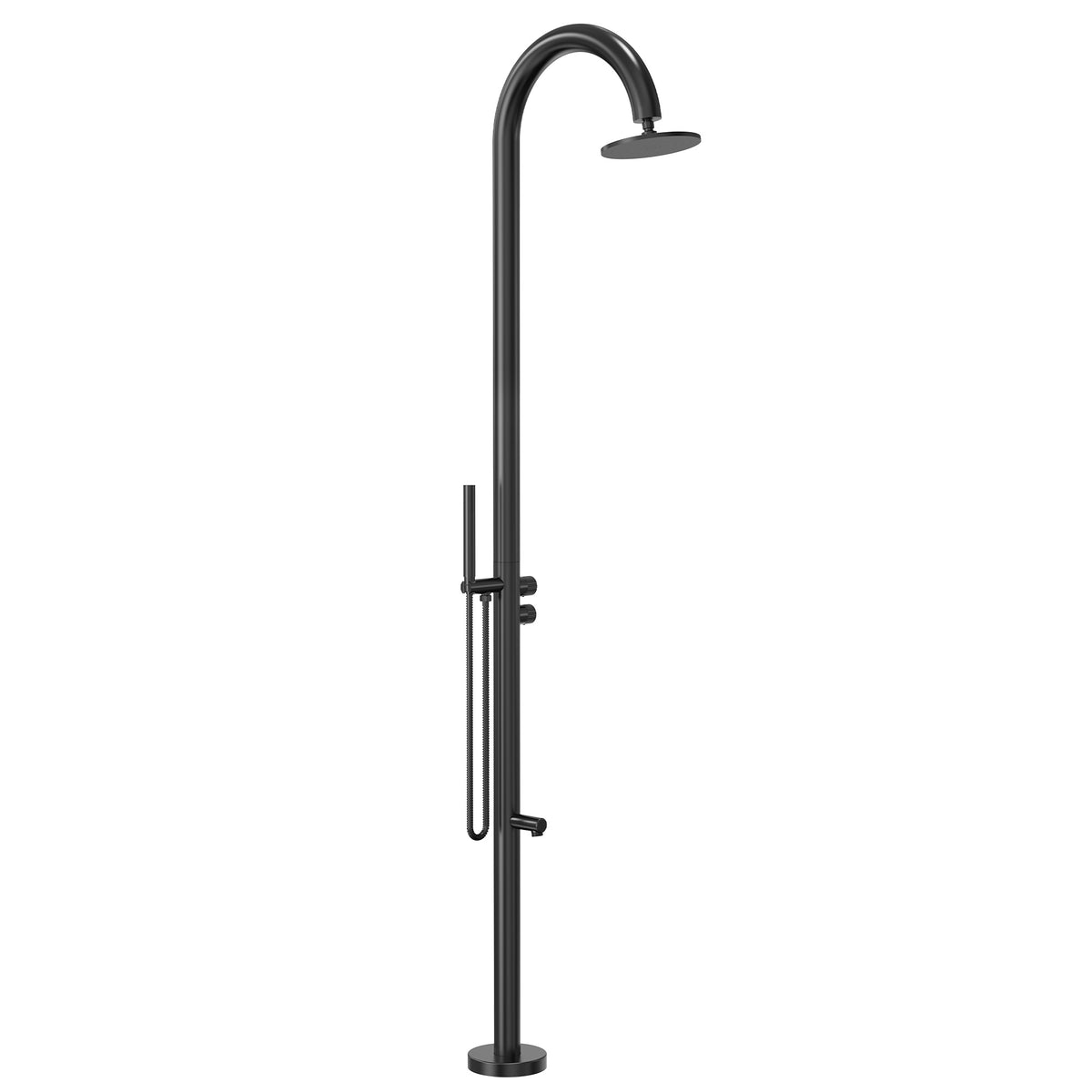 Floor-Mounted Shower System with Swivel Head for Indoor or Outdoor Use