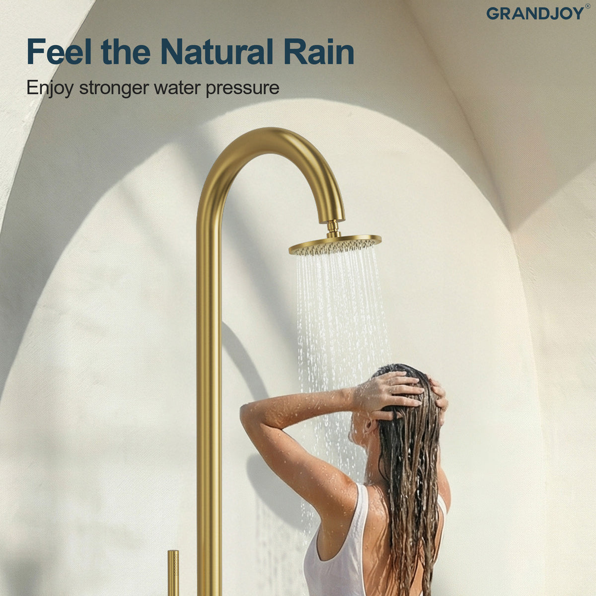 Floor-Mounted Shower System with Swivel Head for Indoor or Outdoor Use