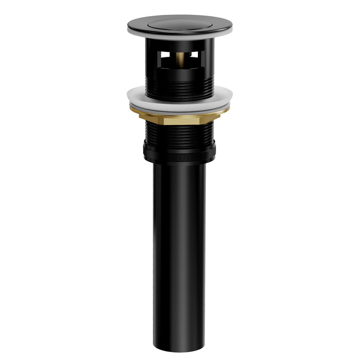 Push-Button Bathroom Sink Drain with Overflow and Brass Body