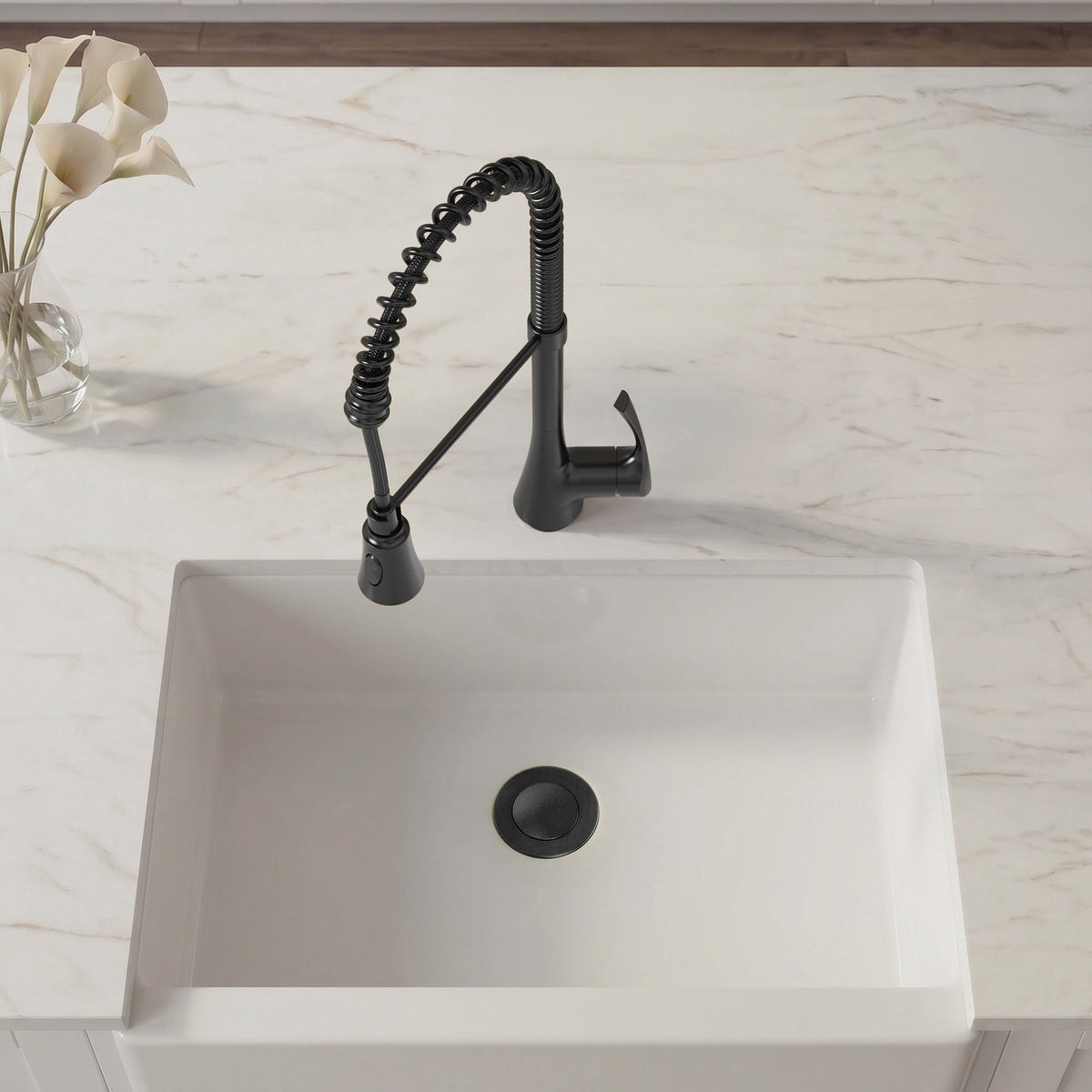 Single-Handle Pre-Rinse Spring Pull-Down Kitchen Faucet