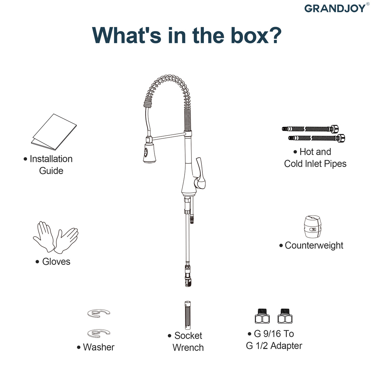 Single-Handle Pre-Rinse Spring Pull-Down Kitchen Faucet