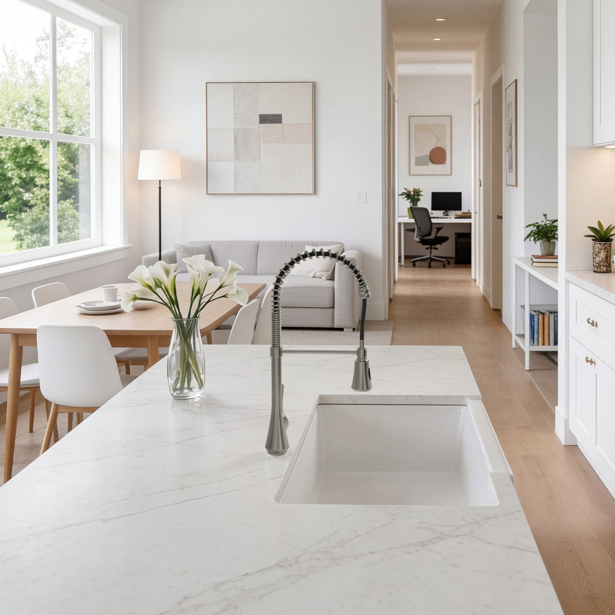 Single-Handle Pre-Rinse Spring Pull-Down Kitchen Faucet