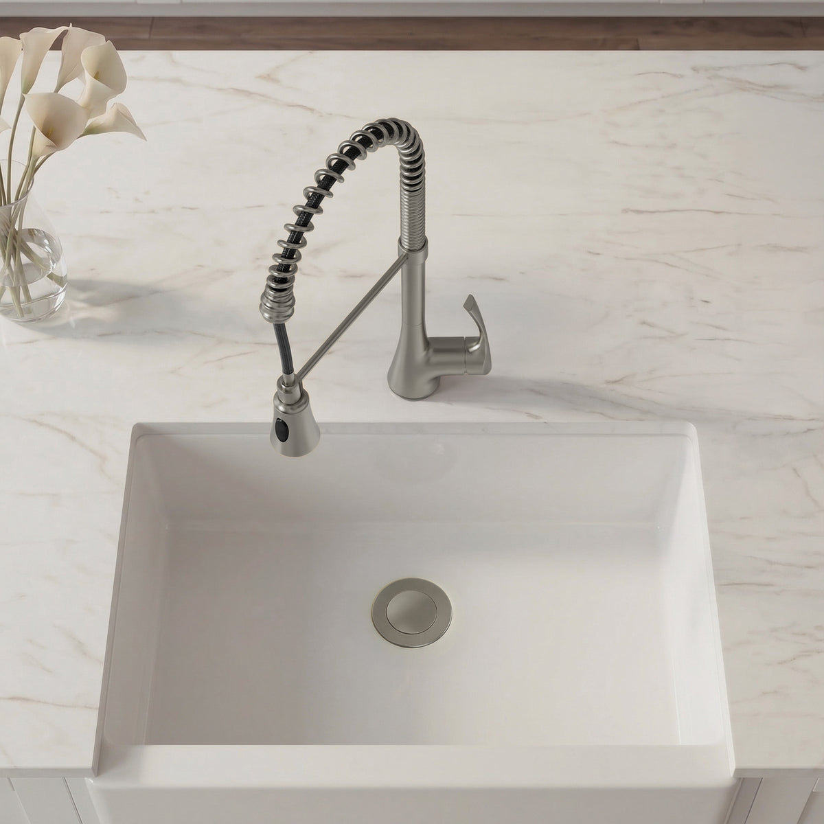 Single-Handle Pre-Rinse Spring Pull-Down Kitchen Faucet