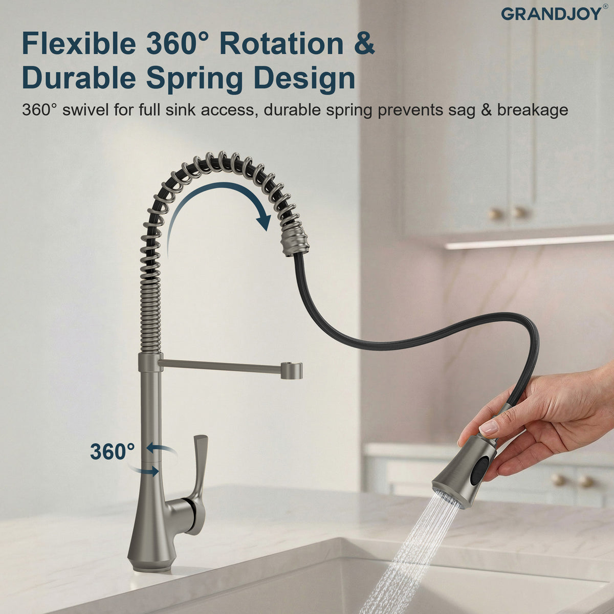 Single-Handle Pre-Rinse Spring Pull-Down Kitchen Faucet