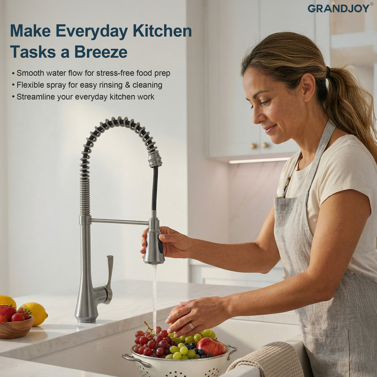 Single-Handle Pre-Rinse Spring Pull-Down Kitchen Faucet