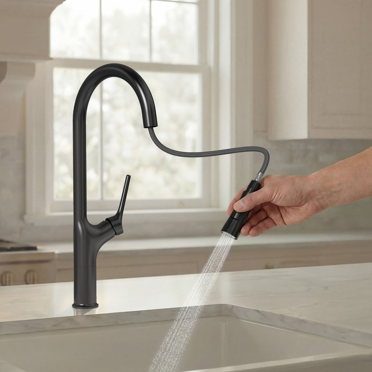 Single-Handle Pull-Down Kitchen Faucet With Dual Spray Modes
