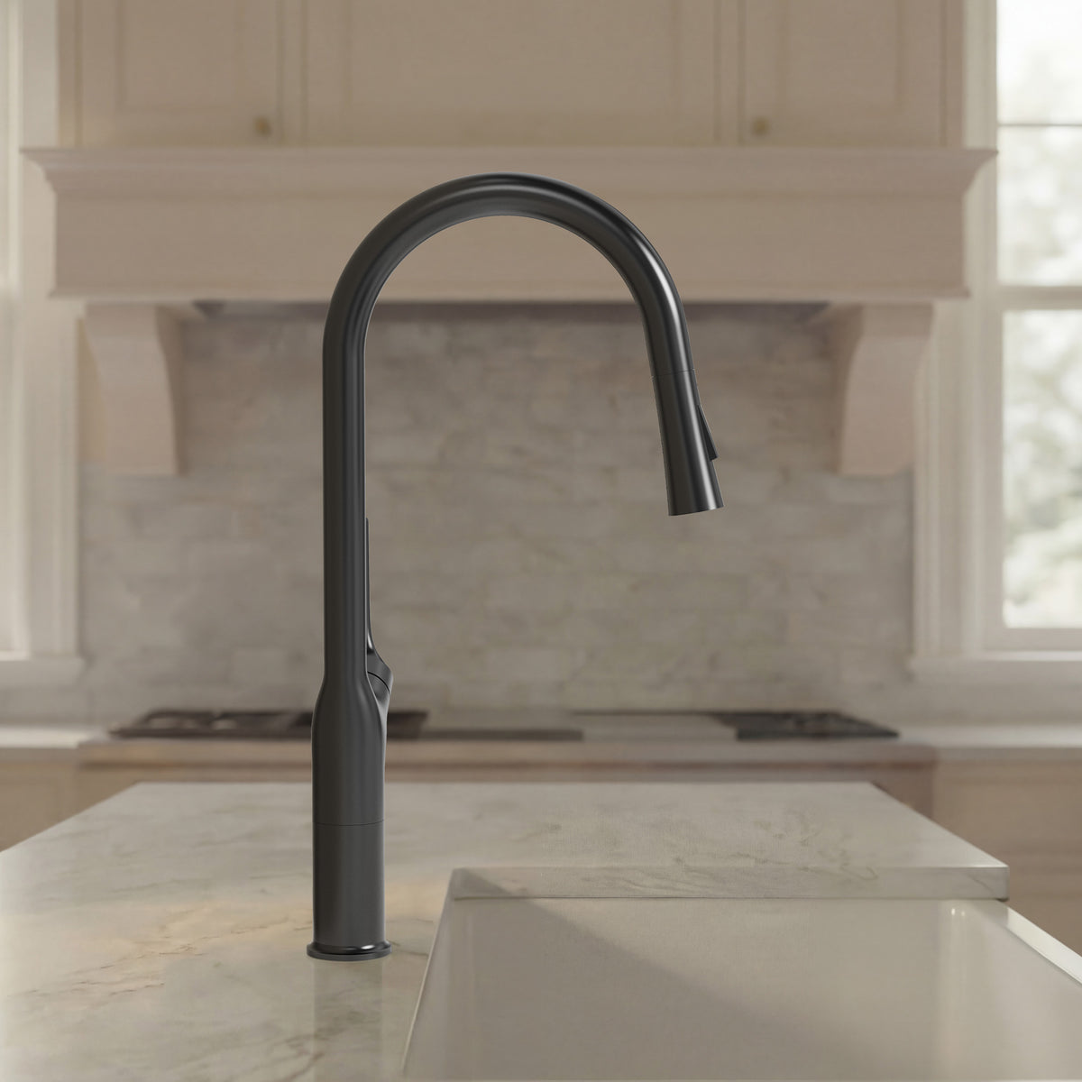 Single-Handle Pull-Down Kitchen Faucet With Dual Spray Modes