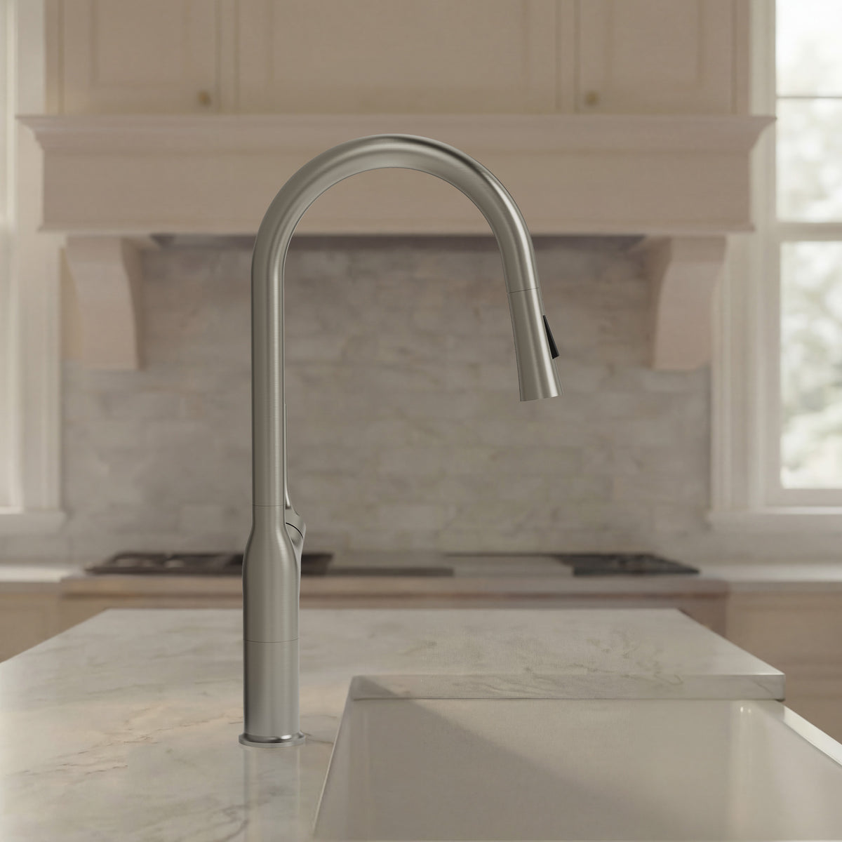 Single-Handle Pull-Down Kitchen Faucet With Dual Spray Modes