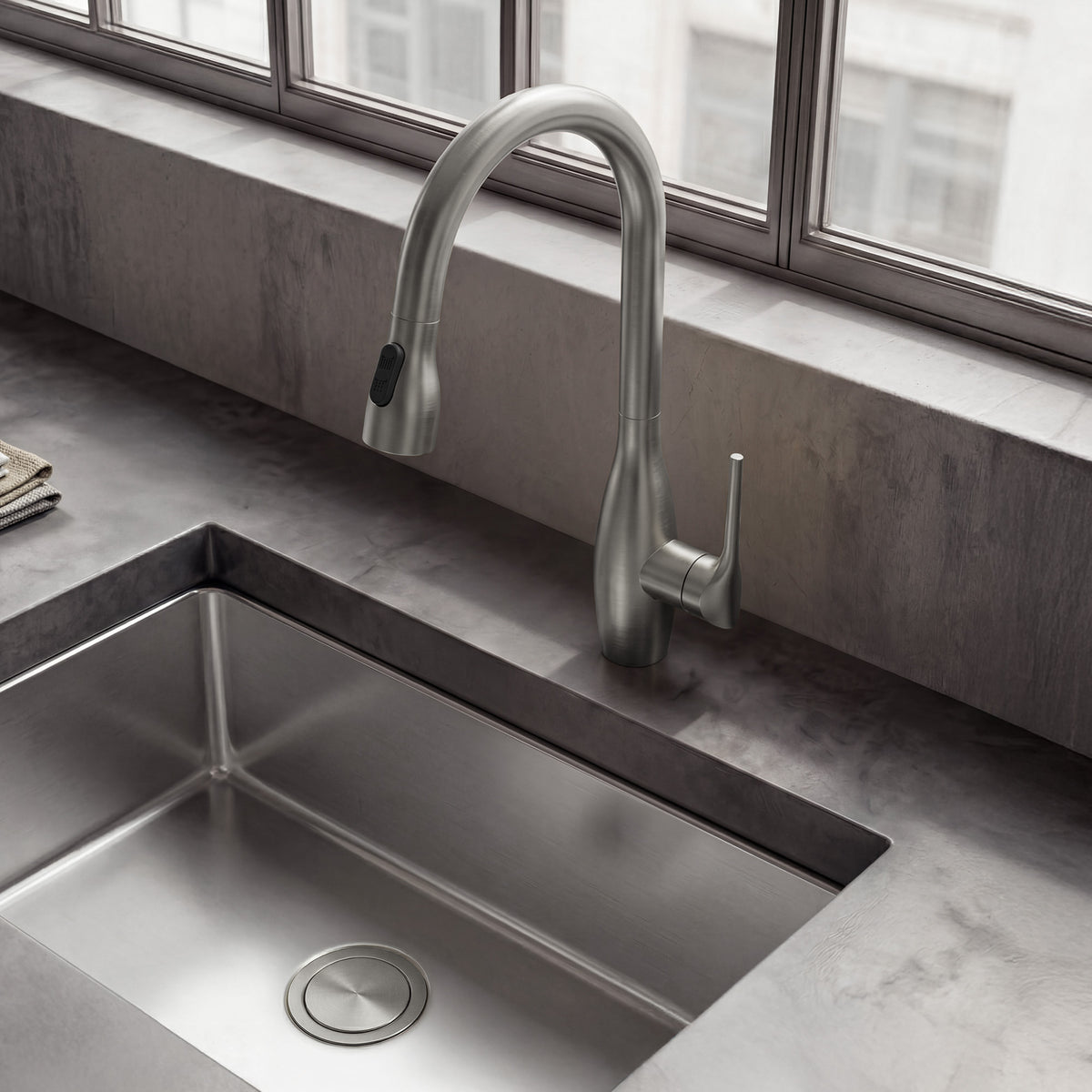 Single-Handle Pull-Down Kitchen Faucet With Dual Spray Modes
