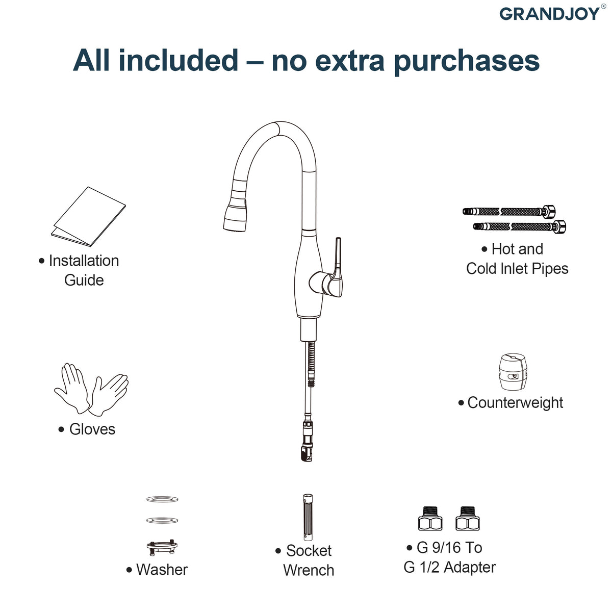 Single-Handle Pull-Down Kitchen Faucet With Dual Spray Modes