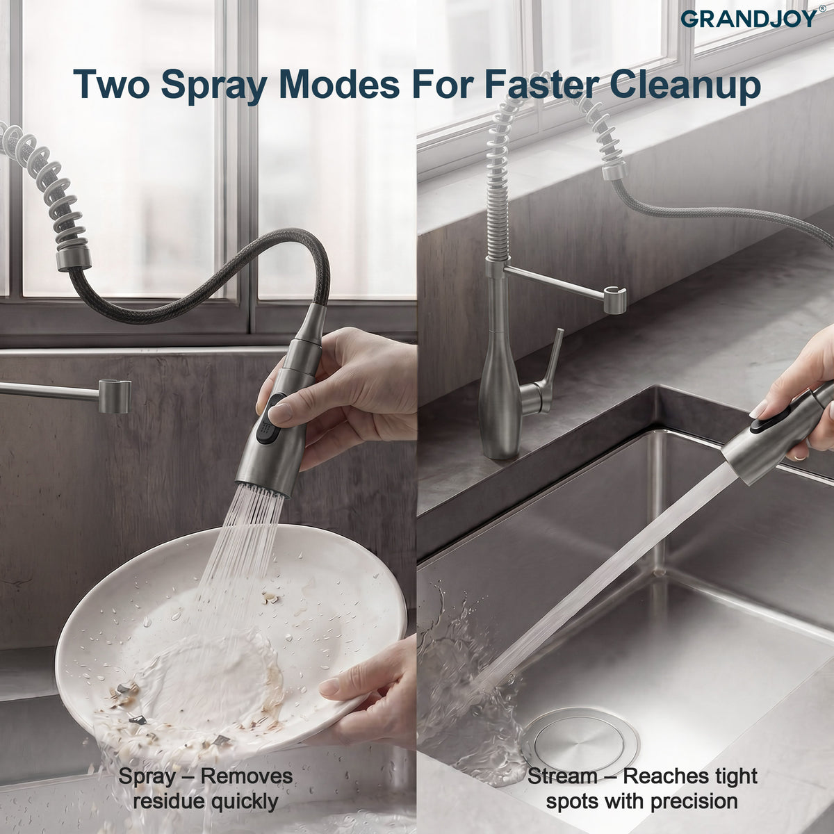 Single-Handle Pre-Rinse Spring Pull-Down Kitchen Faucet