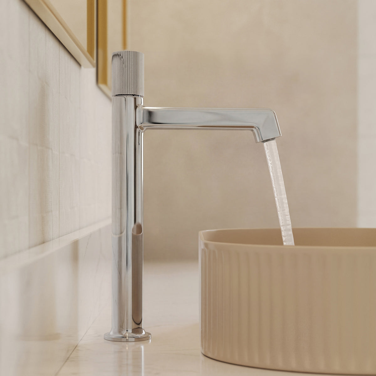 Single-Handle Vessel Bathroom Sink Faucet With Pop-Up Drain