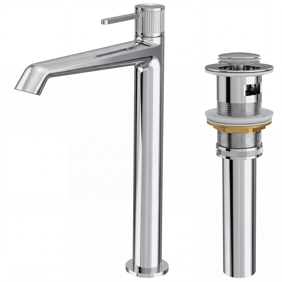 Single-Handle Vessel Bathroom Sink Faucet With Pop-Up Drain