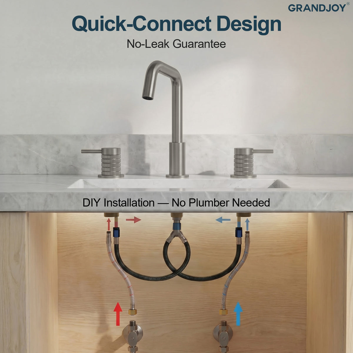 Three-Hole Widespread Bathroom Sink Faucet with 360-Degree Swivel Spout