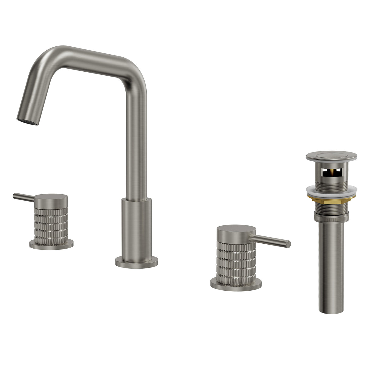 Three-Hole Widespread Bathroom Sink Faucet with 360-Degree Swivel Spout