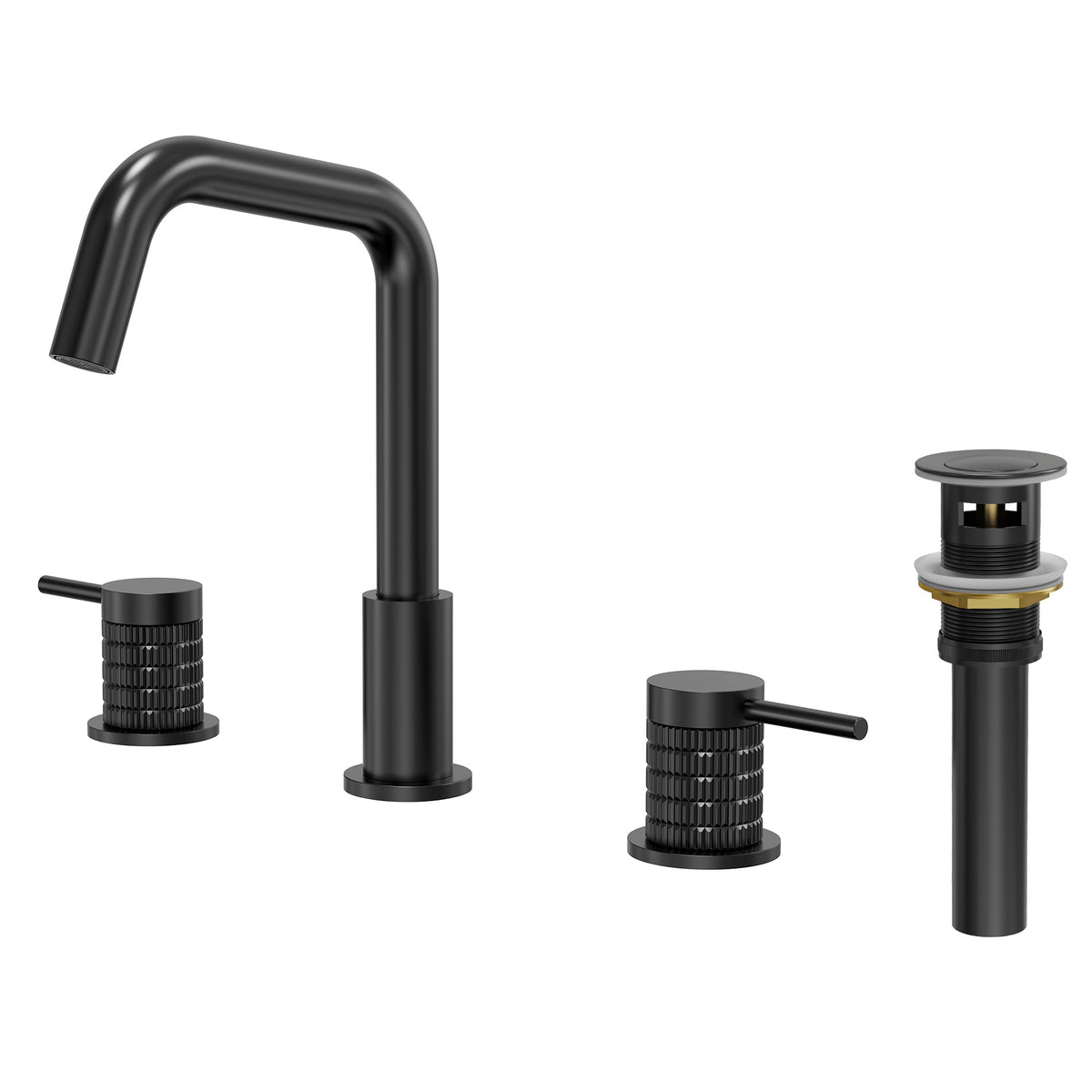 Three-Hole Widespread Bathroom Sink Faucet with 360-Degree Swivel Spout