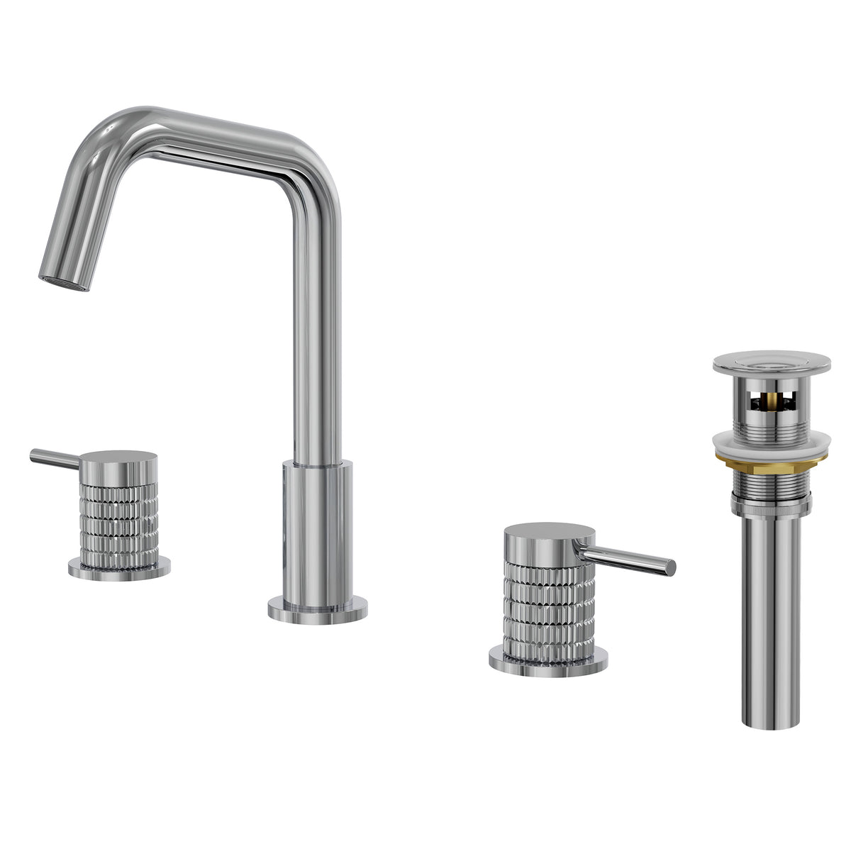 Three-Hole Widespread Bathroom Sink Faucet with 360-Degree Swivel Spout