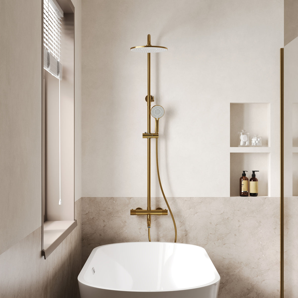 Exposed Thermostatic Tub and Shower System with 10-Inch Rain Shower Head