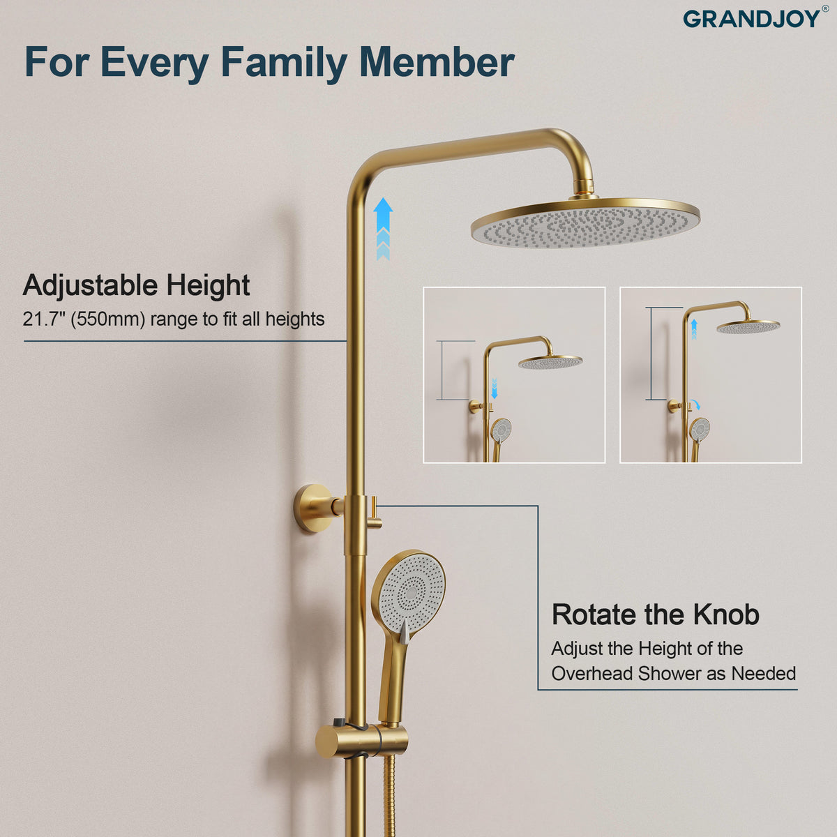 Exposed Thermostatic Tub and Shower System with 10-Inch Rain Shower Head