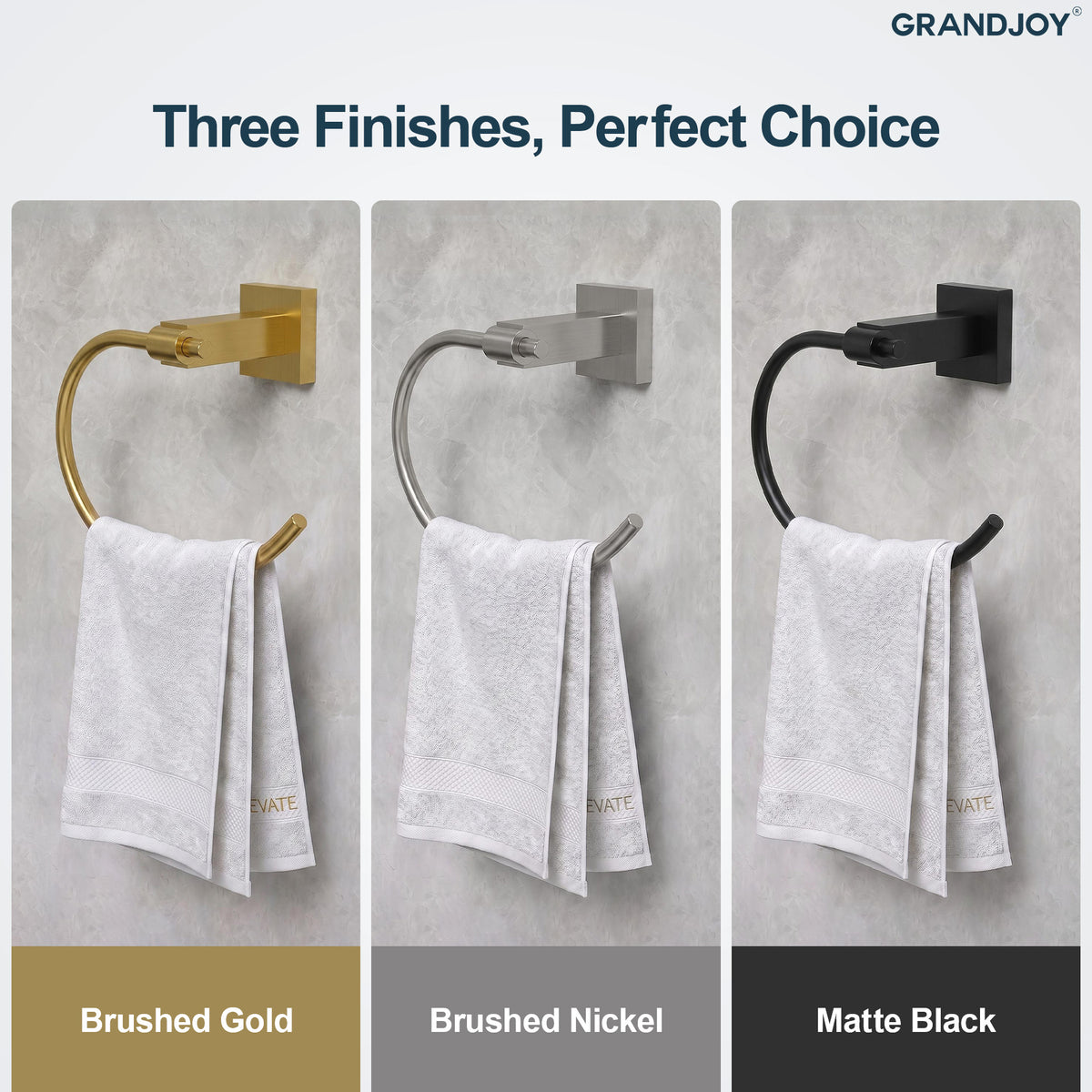 Square Wall-Mounted Swing-Arm Towel Ring with 180-Degree Pivot