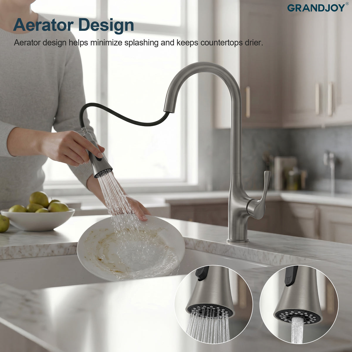 Pull-Down Kitchen Faucet with Dual-Mode Sprayer and Swivel Spout