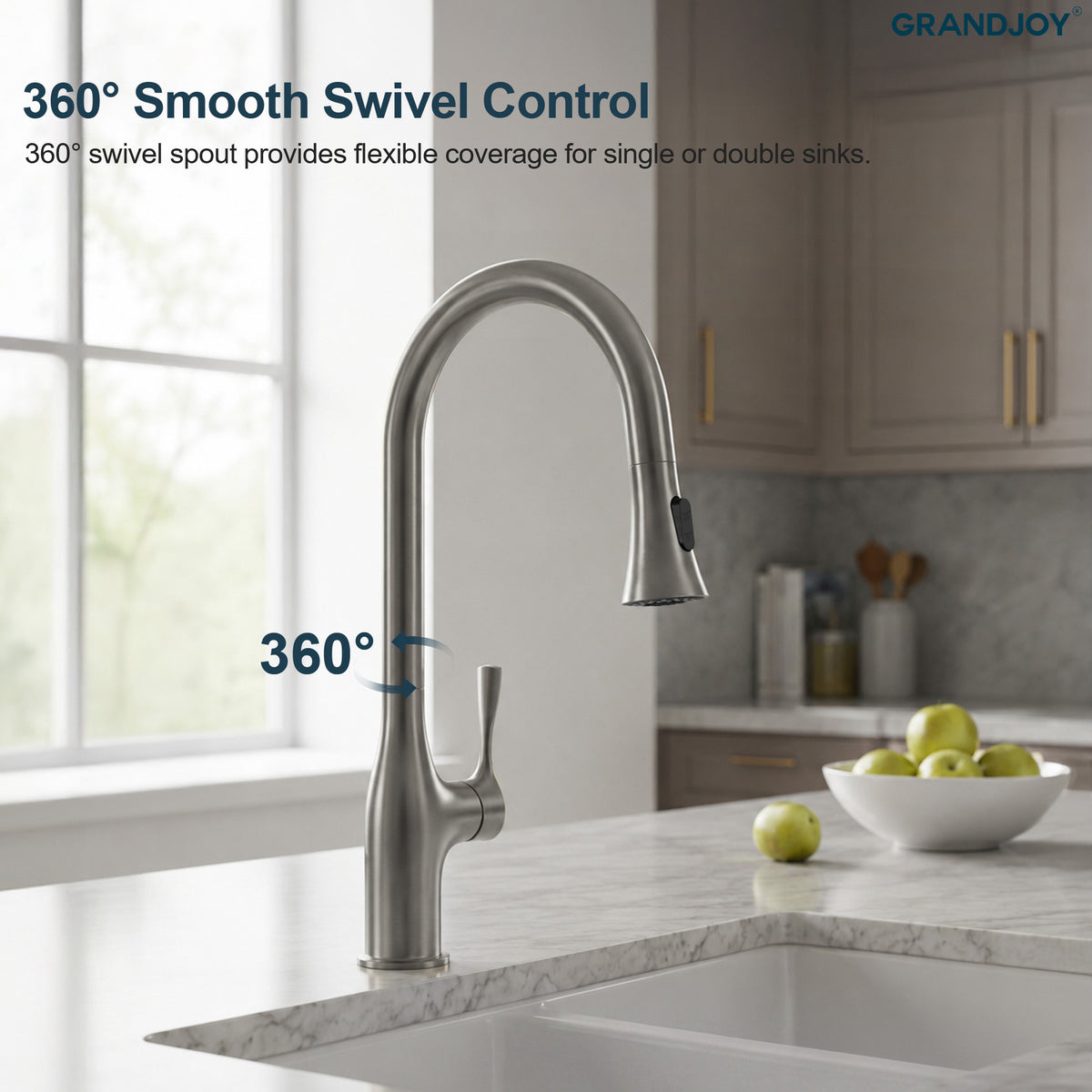 Pull-Down Kitchen Faucet with Dual-Mode Sprayer and Swivel Spout