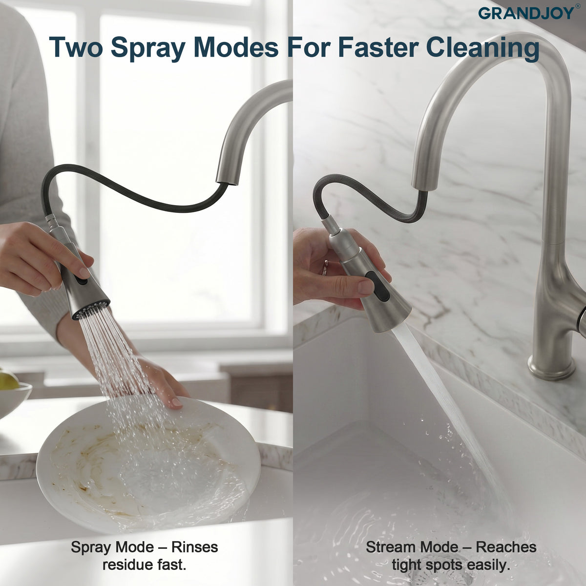 Pull-Down Kitchen Faucet with Dual-Mode Sprayer and Swivel Spout