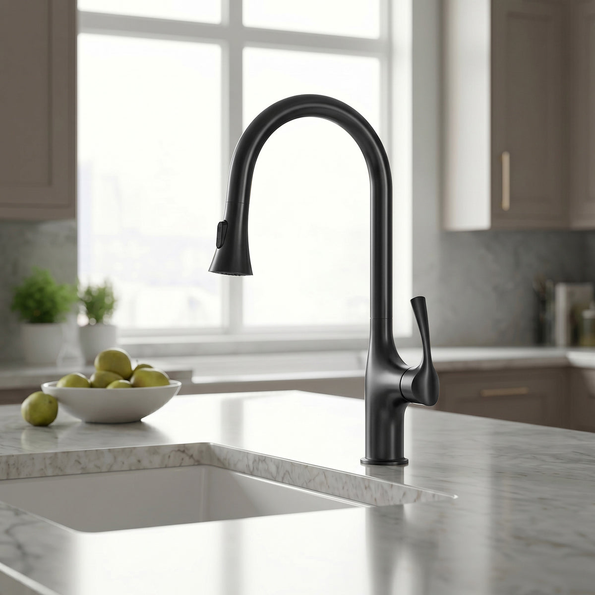 Pull-Down Kitchen Faucet with Dual-Mode Sprayer and Swivel Spout