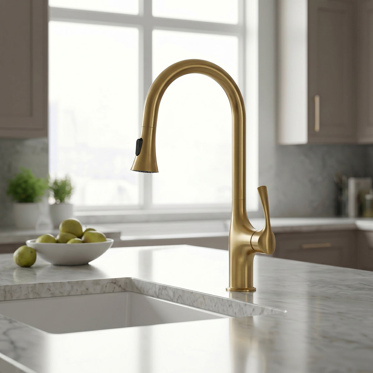 Pull-Down Kitchen Faucet with Dual-Mode Sprayer and Swivel Spout